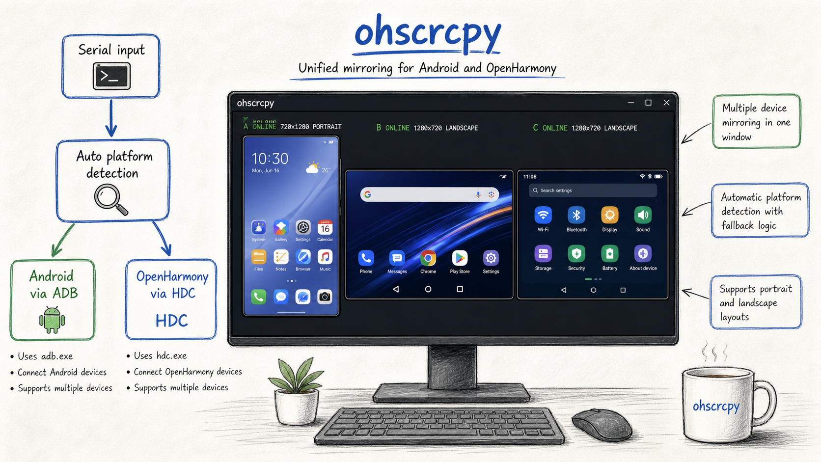 ohscrcpy automatic platform routing